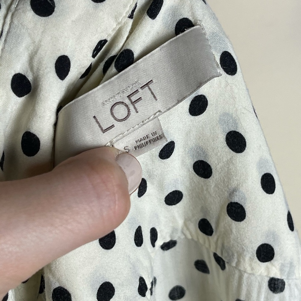 LOFT Polka Dot Button Up Sz S - Picture 6 of 7